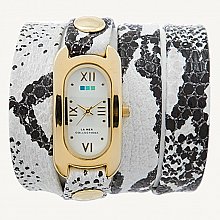 La Mer White and Black Snake Soho Wrap Watch