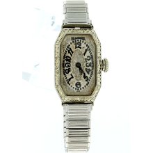 Ladies Art Deco Illinois Wristwatch 18kt White Gold
