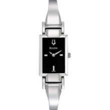 Ladies' Bulova Bangle Watch with Tonneau Black Dial (Model: 96L138) Ladies' Bulova Bangle Watch with Tonneau Black Dial (Model: 96L138)