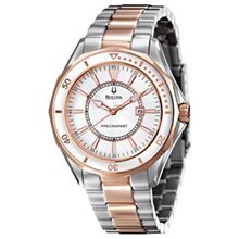 Ladies' Bulova Precisionist Two-Tone Stainless Steel Watch with White Ladies' Bulova Precisionist Two-Tone Stainless Steel Watch with White