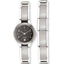 Ladies Chisel Ceramic & Stainless Steel Black Dial Watch & Bracel ...