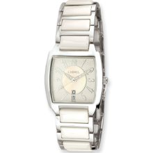 Ladies Chisel White Ceramic Square Dial Watch