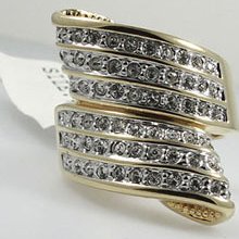 Ladies Crystal Stones Wide Gold Plate Ring Size 5