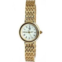 Ladies Elegant Gold Coloured Metal Bracelet Strap Watch