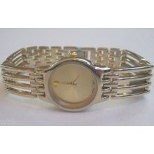 Ladies Exceptional Geneva Watch- Goldtone Band And Dial 2