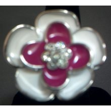 Ladies Geneva White/dkpink Flower Ring Watch Cute