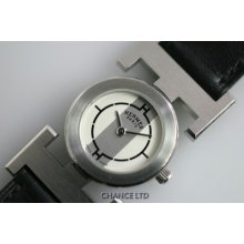 Ladies Hermes Paprika White & Silver Dial Wrist Watch Great