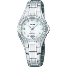 Ladies Pulsar By Seiko Pxt797 Quartz Crystals Mop Dial Stainless Watch