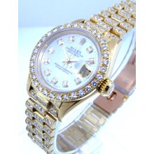 Ladies Rolex 18k Gold Presidential White Mop Diamond