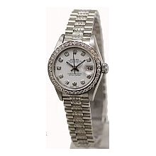 Ladies Rolex White Datejust 1ct Diamond Bezel/2ct Bracelet - Pre-Owned