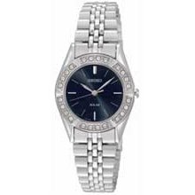 Ladies' Seiko Solar Swarovski Crystal Watch with Black Dial (Model: