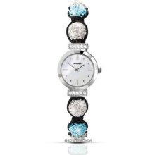 Ladies Sekonda Crystalla Blue & White Beaded Black Cord Watch 4733