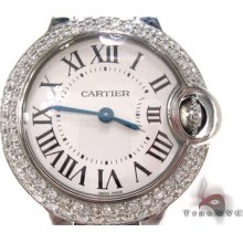 Ladies Women Diamond Cartier Watch Ballon Bleu 28mm Size 1.20ct