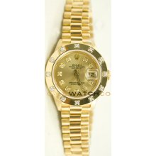 Ladys 18K Yellow Gold President Model 69178 Custom Added Champagne Diamond Dial & Factory 12 Diamond Bezel