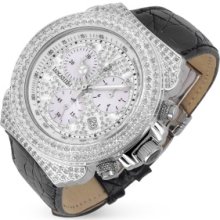 Lancaster Designer Women's Watches, Giogio' Black Croco-Stamped Calf Leather Band Diamond Chronograph Watch