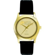 LBV25 -- Gold Tone Bezel with Black Leather Strap Medallion Watch by Bulova by Bulova