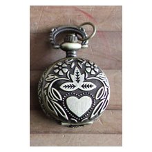 Leaf And Hreat Alloy Vintage Classic Necklace Pocket Watch With Chain