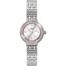 Limit Ladies Watch Silver Dial Pink Stones Stainless Steel Bracelet 6921