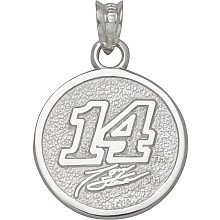 LogoArt Tony Stewart Sterling Silver Round Number and Signature 5/8'' Pendant