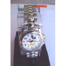 Lorus Mickey Mouse Watch Stainless Steel Band Mickey's Arms Keep Time