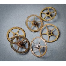 Lot of 6 Antique brass pocket watch parts, gears (n03)