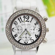 Lovely White Quartz Crystal Stone/gemstone Unisex Classic Sports Wrist Watch