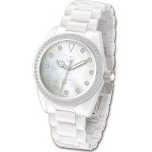 Ltd Ladies White Ceramic Watch 020623 With A Stone Set Bezel And Indexes With White Ceramic Bracelet Limited Edition