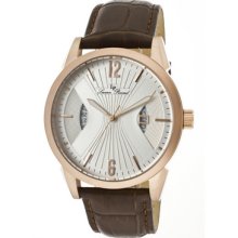 Lucien Piccard Men's Watzmann Silver Textured Dial Brown Genuine Leath