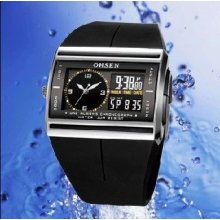 Luxury Black Alarm Date Digital Mens Waterproof Quartz Sport Wrist Watch