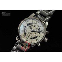 Luxury Watch Flback Sapphire Asia Valjoux Silver Dial Steel Automati