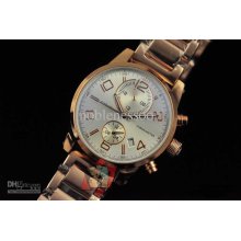 Luxury Watch Sapphire 18k Rose Gold Asia Valjoux Steel Automatic Men