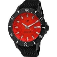 Magico Watches Men's Invader Red Textured Dial Black IP SS Case Black