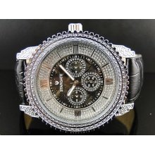 Men Ice Time Real Genuine 12 Diamond White Gold Finish Full Illusion Watch Sg-02