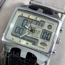 Mens Alarm Stop Chronograph White Dial Wrist Watch