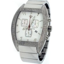 Mens Aqua Master White Dial Silver Square Case Chrono 3.5ct Diamond Watch W23