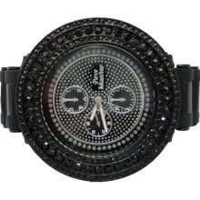 Mens Black Gold Finish Lab Diamond Chronograph Look Watch JoJo JoJino Joe Rodeo