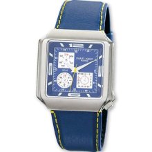 Mens Charles Hubert Leather Band Blue Dial Watch