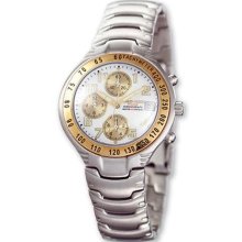 Mens Charles Hubert Stainless & 18k Gold White Dial Chronograph W ...