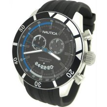 Men's Chronograph Stainless Steel Case Black Dial Rubber Strap Date Display
