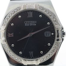 Men's Citizen Eco-drive Stainless Steel Date Diamond Bezel Watch 620044