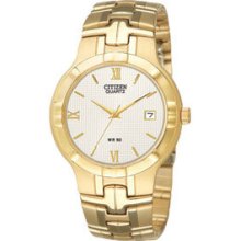 Mens Citizen Quartz Classic 50 Meter Gold Tone Watch With Date Bk2322-57a