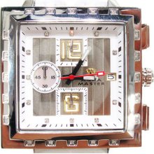 Mens Diamond Aqua Master Watch Round Cut W-213 Square White 1.00ct