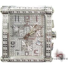 Mens Diamond Aqua Techno With Black Leather Watch Round Cut G-h Color 0.75ct