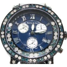 Mens Diamond Benny & Co Watch Round Cut Floating Blue 7.50ct