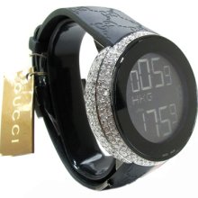 Mens Diamond Digital Iced Gucci Watch 1 Round Cut G-H Color 6.00ct