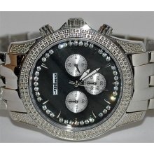 Mens Diamond Jojino Watch 46mm Joe Rodeo 0.25ct Stainless Black Pearl Dial