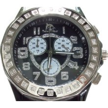 Mens Diamond Techno Master TM-2131 Watch Round Cut H Color 0.90ct