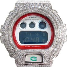 Mens G-shock White Blue Digital Sport Silver CZ Case Watch Casio