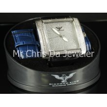 Mens Hip Hop Fashion Real Diamond King Jay-z Style Square Face Silver Face Wat