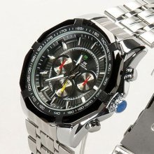 Mens Luxury Clock Sport Men Army Stainless Steel&rubber Quartz Wrist Watch